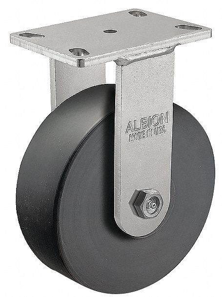 ALBION 310NX08528R Kingpinless Plate Caster, Rigid, Polymer, 4100 Lbs. Capacity, 8 Inch Wheel Dia. | CH6JND 55FE37