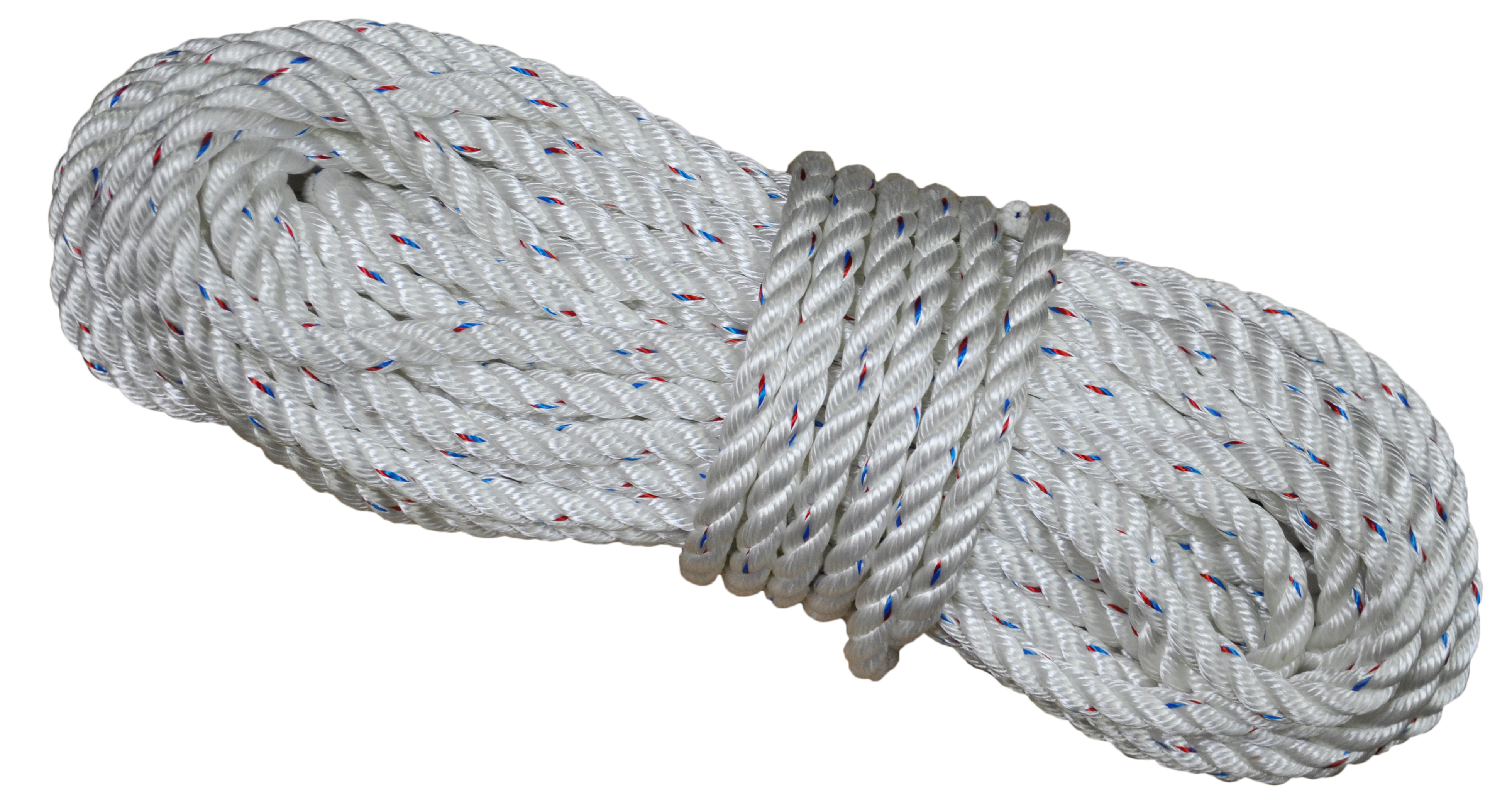 ALL GEAR AG3STHSC78600 Bull Rope, 3 Strand Polyester Jacket, 7/8 Inch Dia., 600 Ft. Length, White/Blue | CJ6PZZ