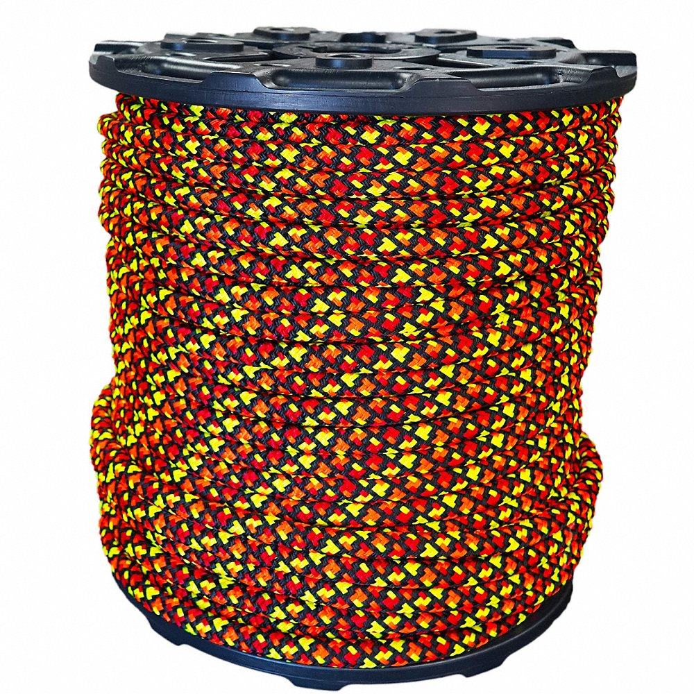 ALL GEAR AGBR58600HMP Double Braid Bull Rope, 600 Ft. Length, Blue/Yellow/Green/Black | CJ6PCY