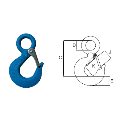 ALL MATERIAL HANDLING 0540SA Alloy Eye Hooks, With Latch, 5.4 Ton Trade Size | CL4XTM