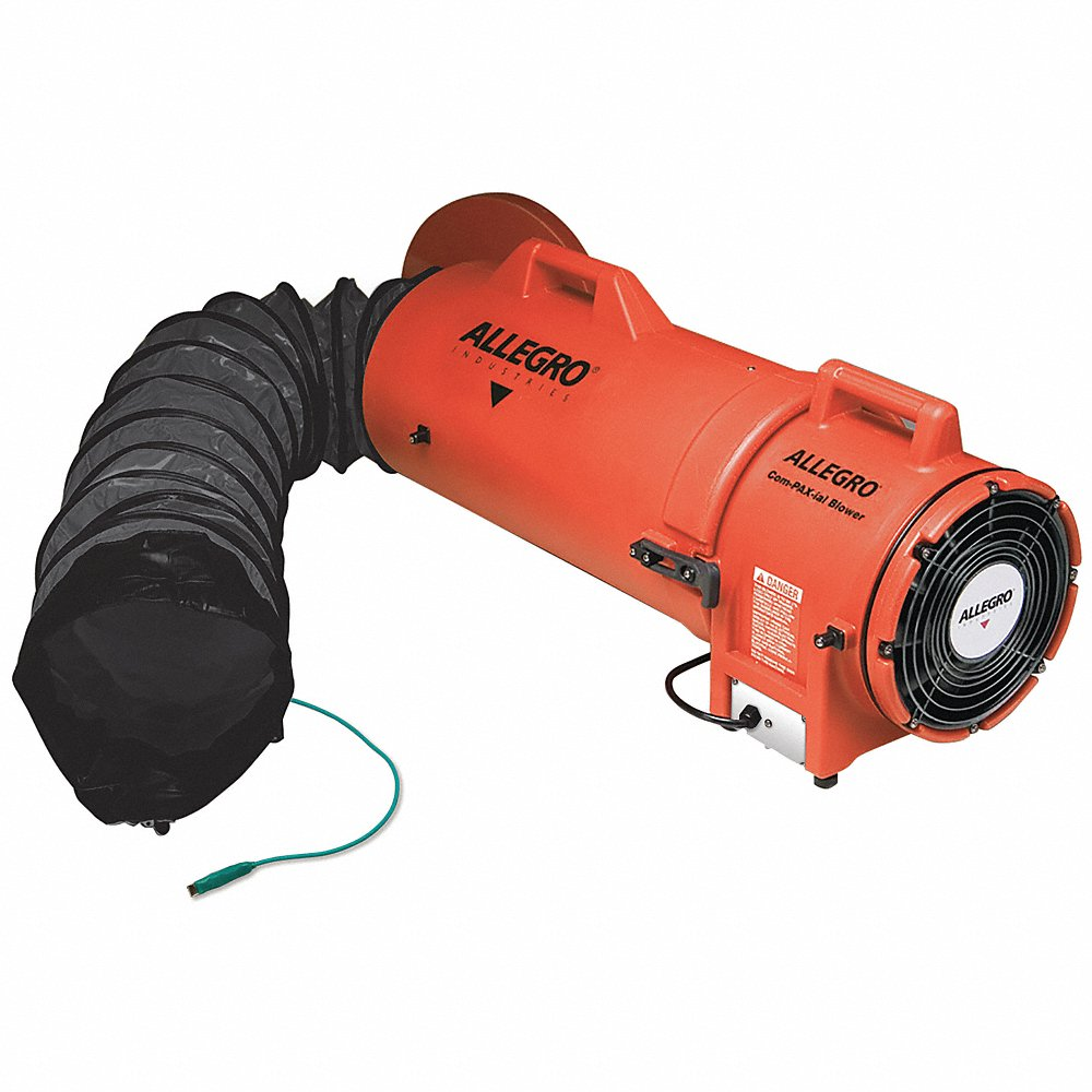 ALLEGRO SAFETY 9538-50 Axial Exp-Proof, Plastic Blower, 8 Inch, With Canister, 50 Feet Ducting | CD4UUE