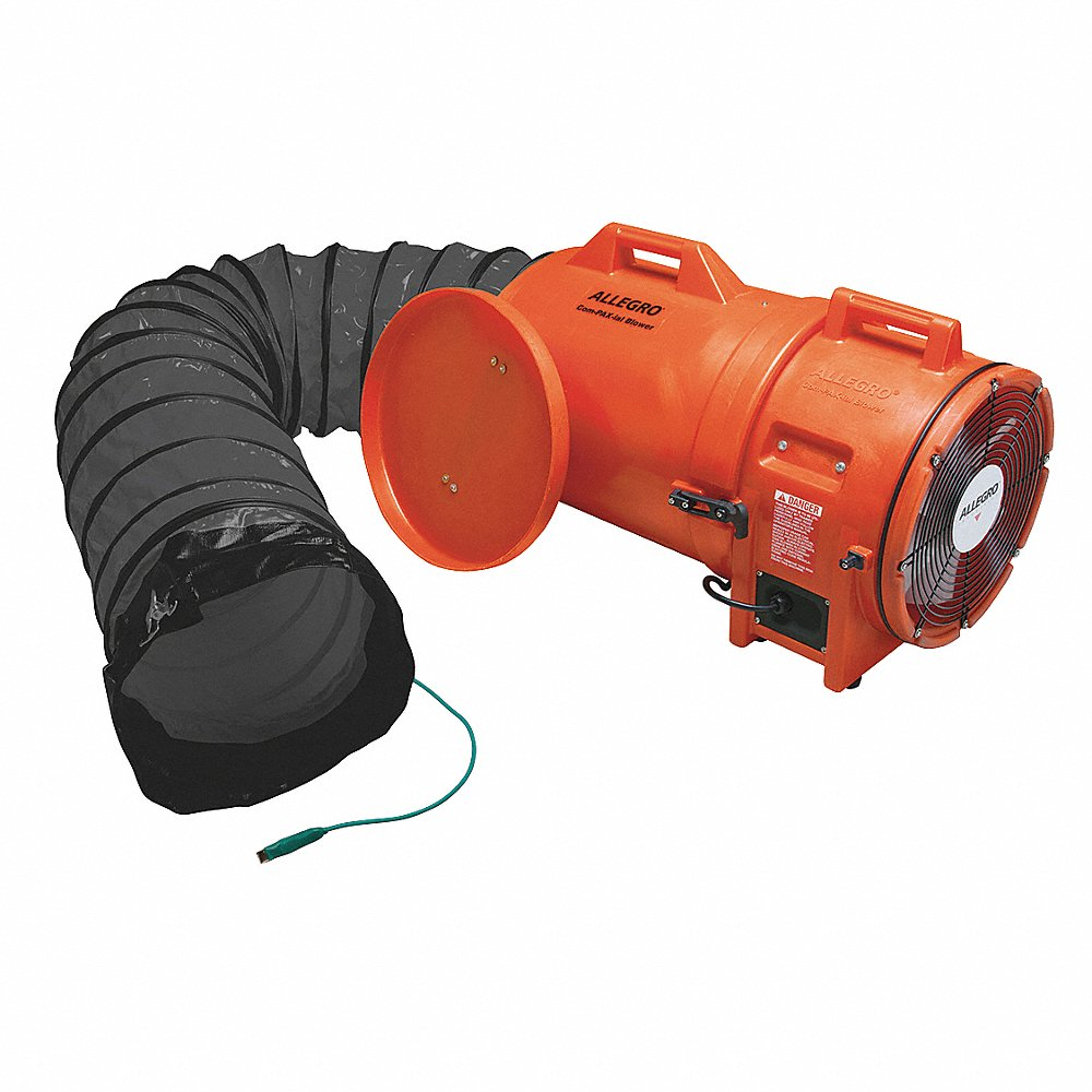 ALLEGRO SAFETY 9548-25 Explosion Proof Plastic Axial Blower, 12 Inch, With Canister and 25 Feet Duct, 115V | AG8FVL
