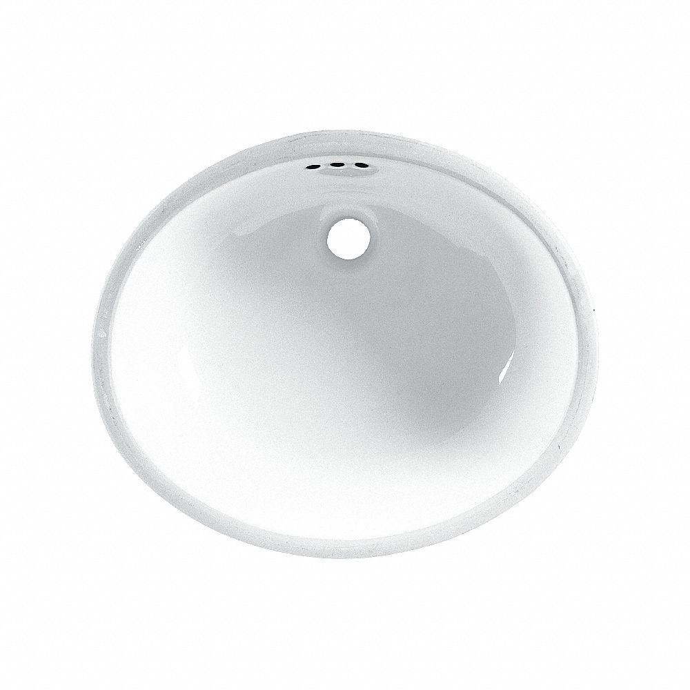 Bathroom Sink, White, Vitreous China, 19 1/4 Inch Lg, 15 3/4 Inch Wd