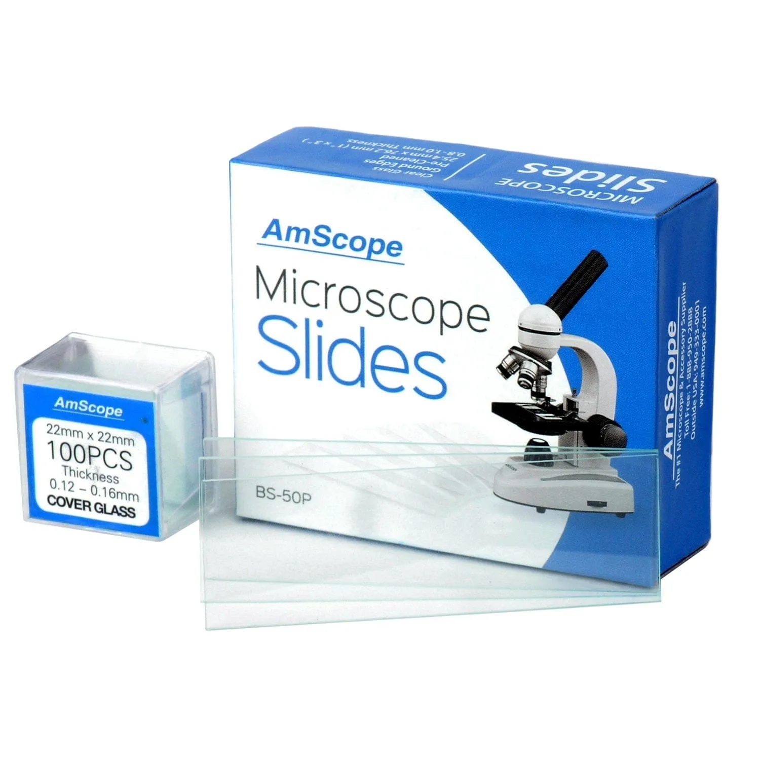 50 Pre-Cleaned Blank Microscope Slides and 100 22x22mm Square Cover Glass