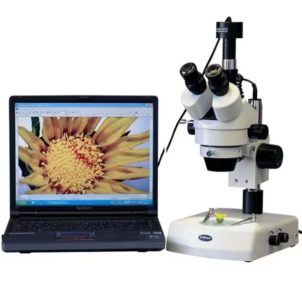 3.5X-90X Stereo Zoom Microscope w Dual Halogen Lights, 5MP Camera