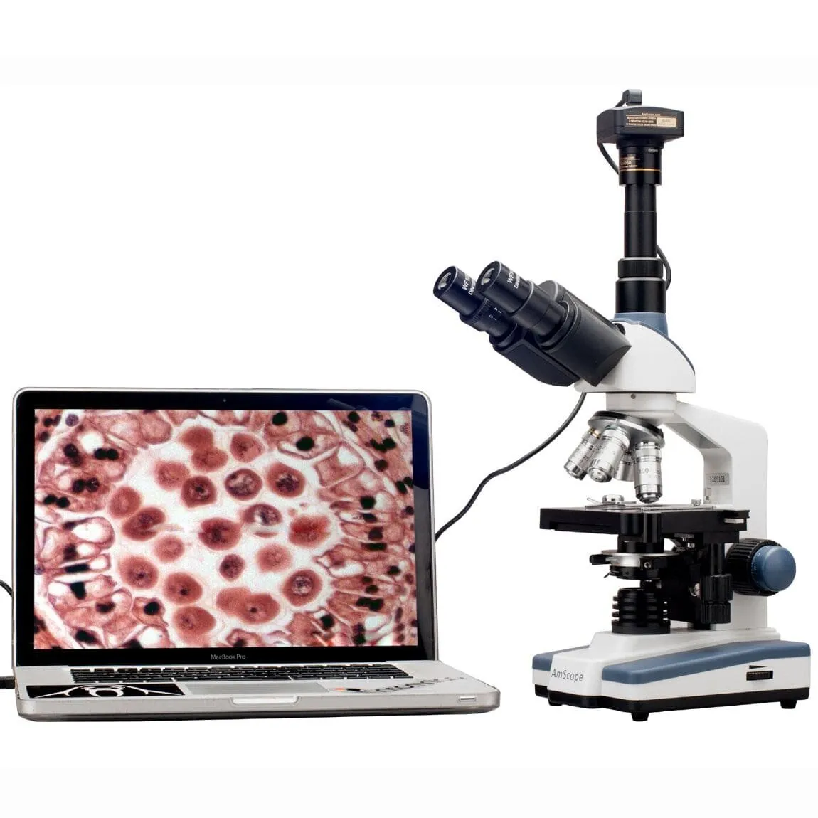 2000X LED Lab Trinocular Compound Microscope w 3D Mechanical Stage, 10MP Camera