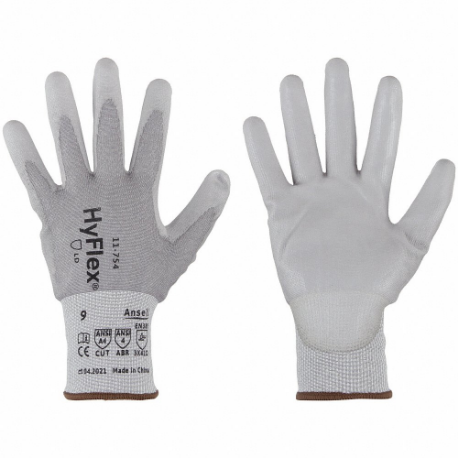ANSELL 11-754 Knit Gloves, Size S, ANSI Cut Level A4, Palm, Dipped, Polyurethane, Smooth, Gray, 1 Pair | CR4JBC 61DD58
