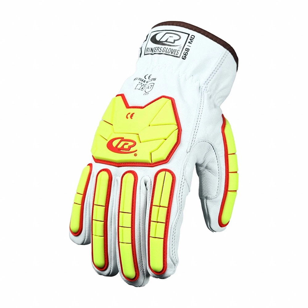 Leather Gloves, S- 8, Work Glove, Goatskin Leather, Premium, ANSI Impact Level 2, 1 Pair