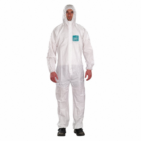 ANSELL WH18-B-92-111-06 Hooded Coveralls, Polyethylene, Light Duty, Bound Seam, White, 2XL | CT3MDW 48MC38