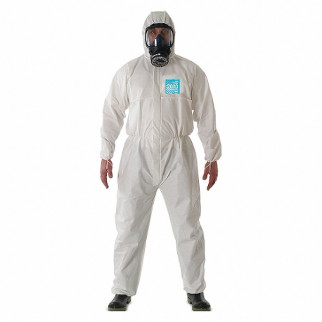 ANSELL WH20-B-92-111-06 Hooded Coveralls, Polyethylene, Light Duty, Bound Seam, White, 2XL | CT3MDU 48MC62