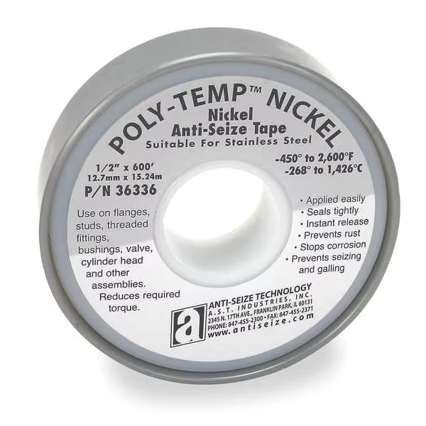 Antiseize Tape, 1/2 Inch W, 600 Inch L