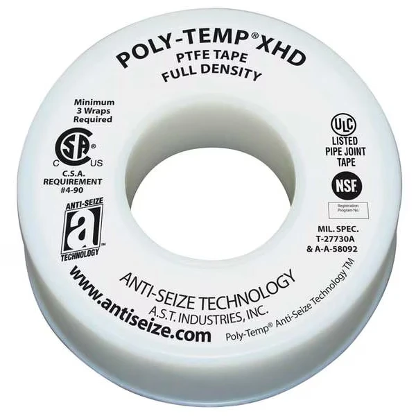 Thread Sealant Tape, 1/2 Inch W, 260 Inch L