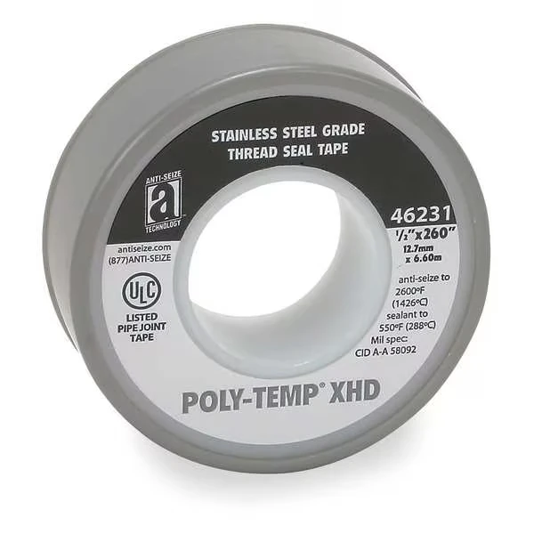 Thread Seal Tape, 1/2 Inch W, 260 Inch L