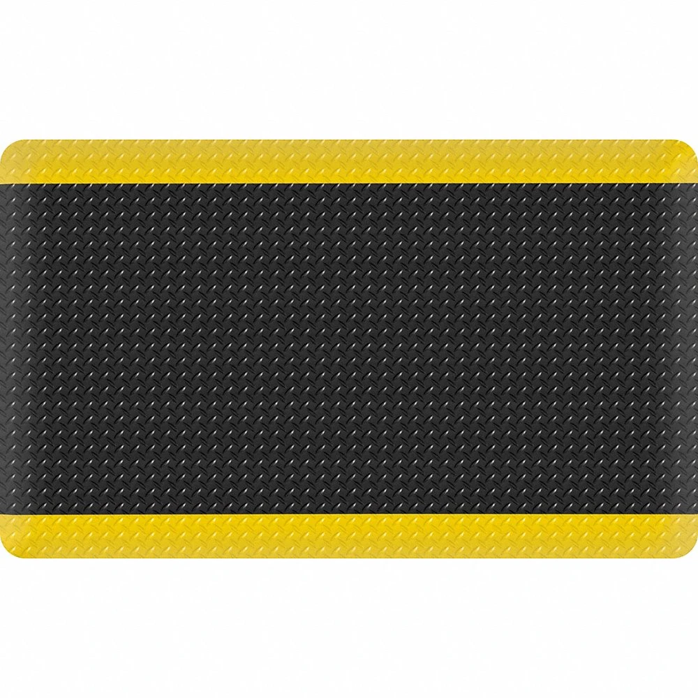 Diamond Star Mat, Black With Yellow Border, 3 ft x 5 ft, 15/16 Inch Thick