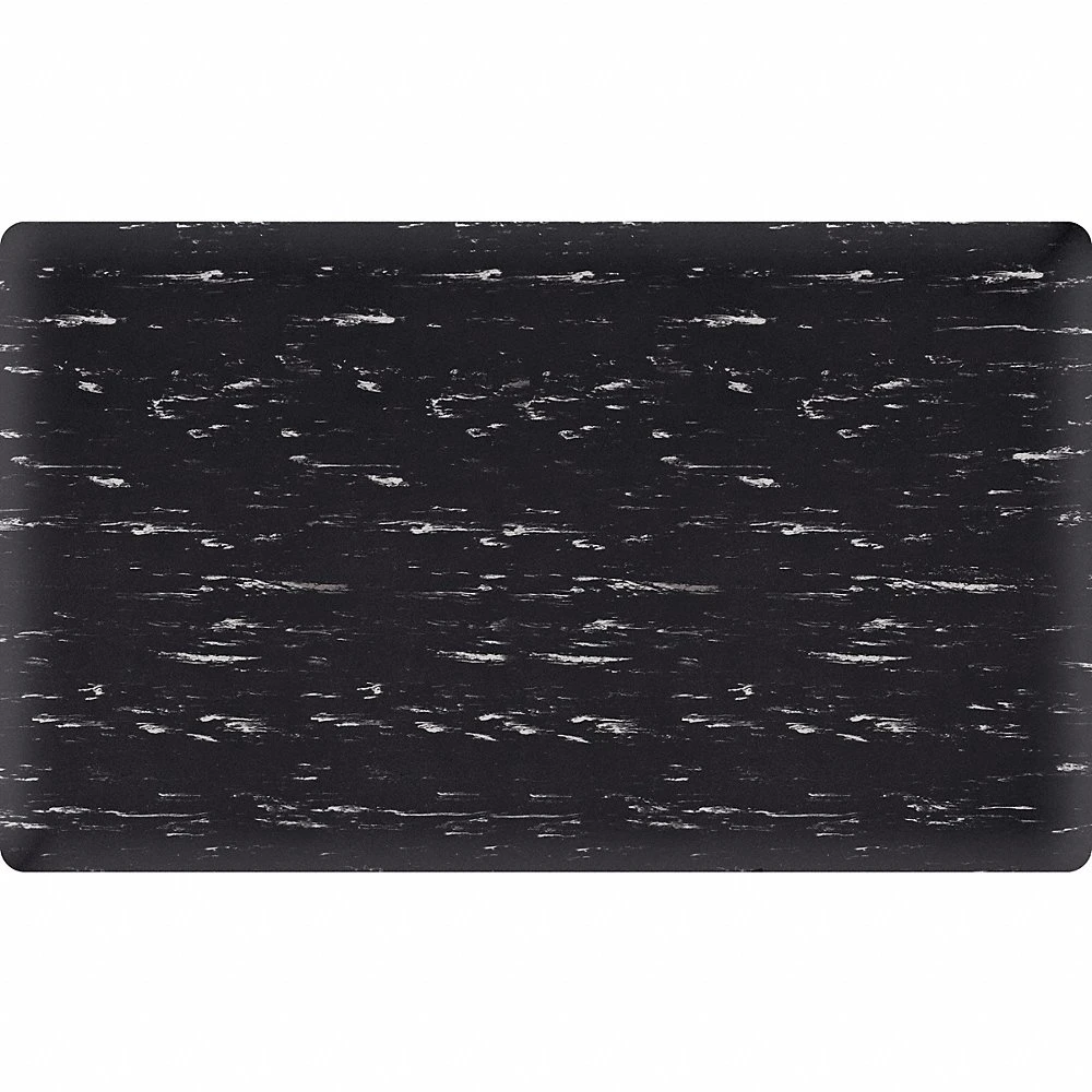 Foot Mat, Marble, 3 ft x 2 ft, 7/8 Inch Thick, Black, Vinyl, Bevelled Edge