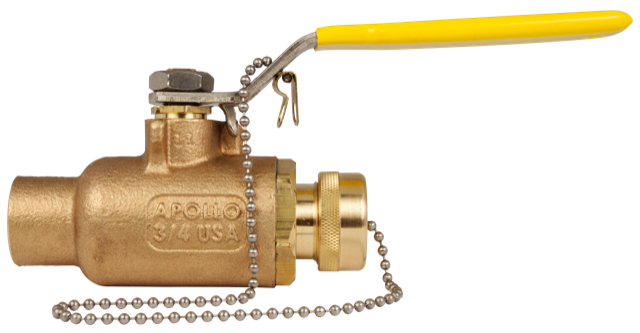 APOLLO VALVES 702435060HC Ball Valve, Size 1/2 Inch, Soldered, Size 3/4 Inch Hose, Bronze | BZ7VAT