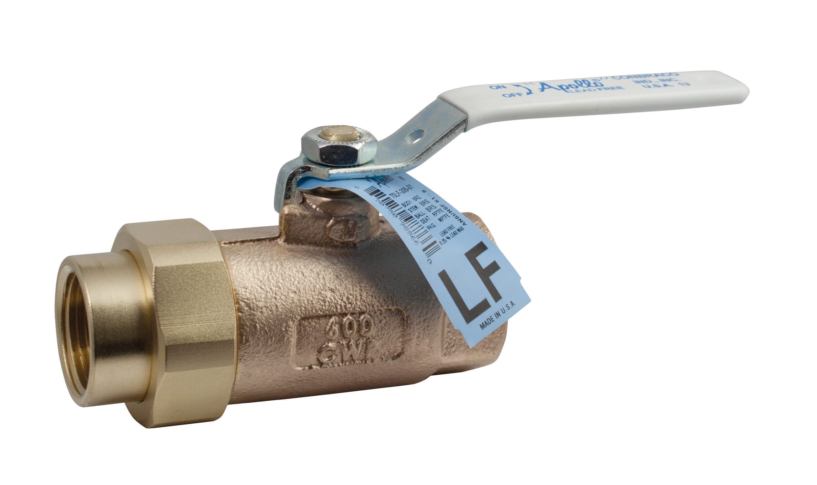 APOLLO VALVES 70LF30501 Ball Valve, Size 1 Inch NPT U End, Bronze | BZ9ZRX