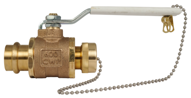 APOLLO VALVES 77W144HC Ball Valve, 3/4 Inch Press With Hose, Bronze, Ball And Stem | BM6ZJQ