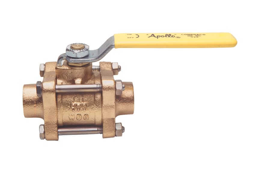 APOLLO VALVES 82202A2 Ball Valve, Size 3/8 Inch Bronze, 3 Pieces, Size 6 Inch Male Exension | BY4XYQ