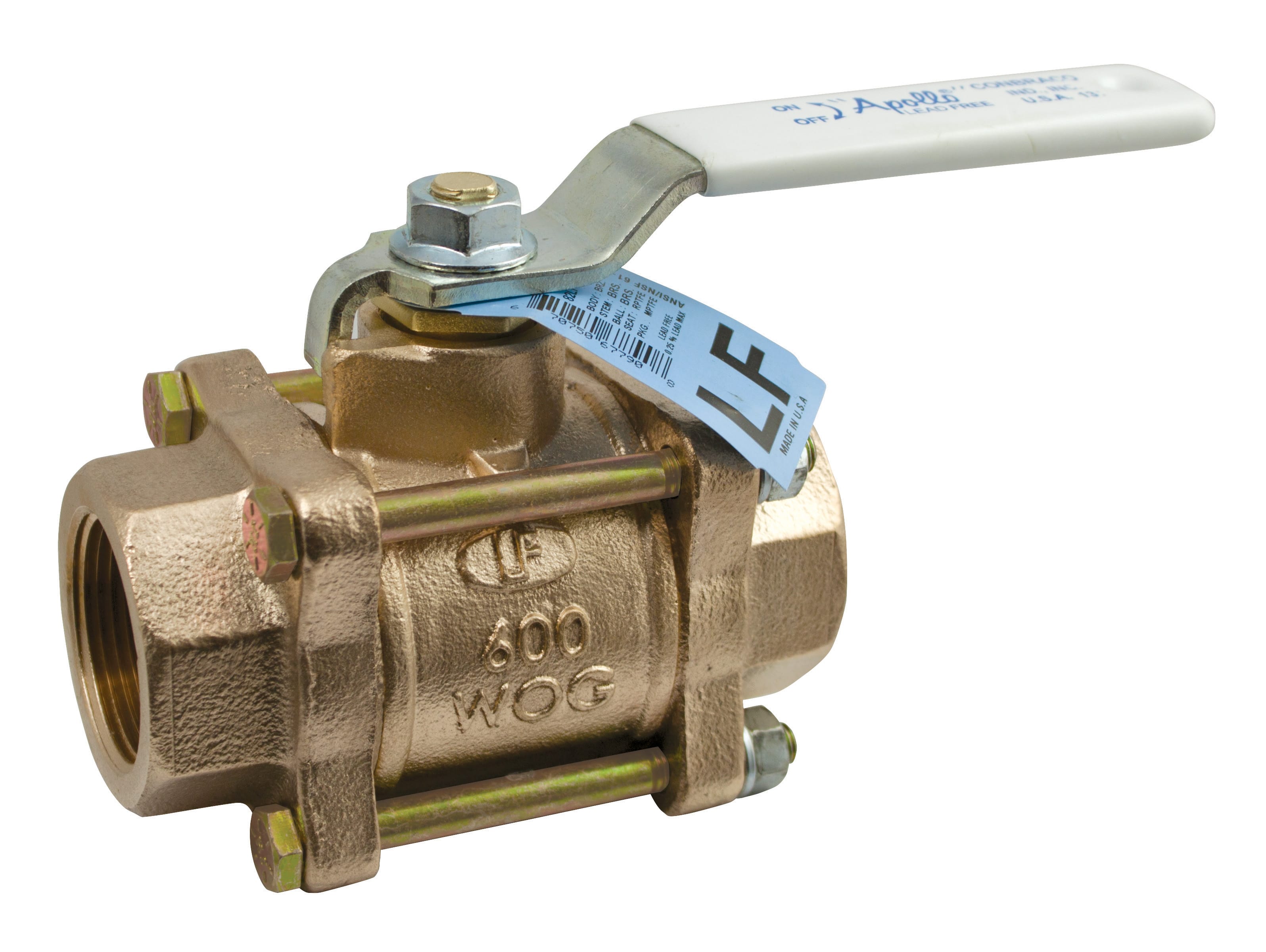 APOLLO VALVES 82LF14321 Ball Valve, Full Port, Size 1/2 Inch NPT, Bronze | BY7CLD