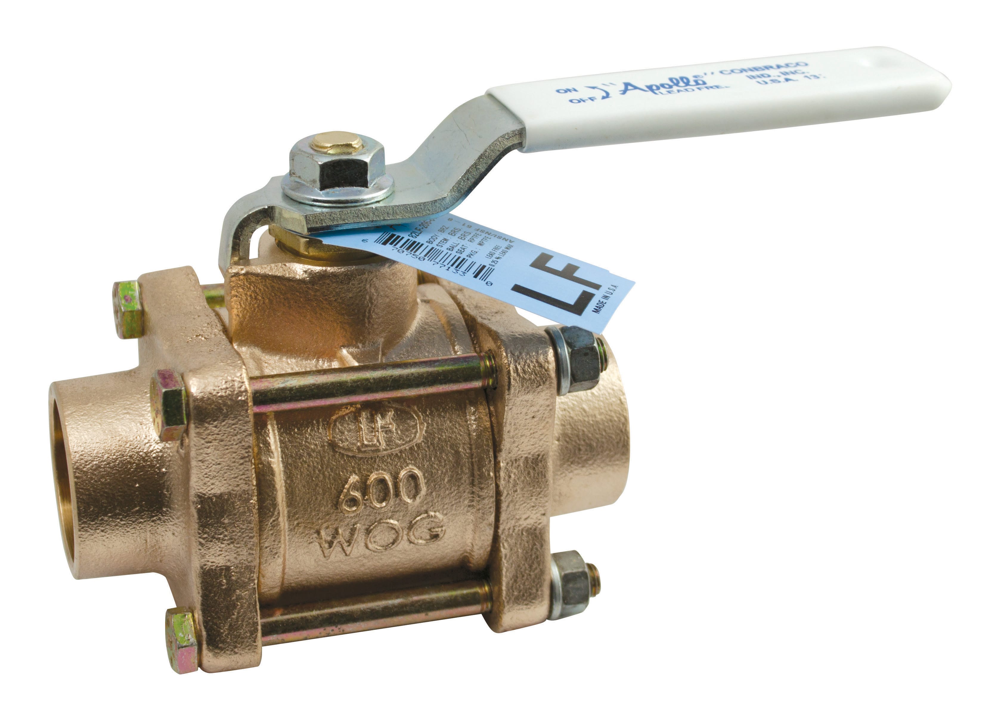 APOLLO VALVES 82LF247A1 Ball Valve, 1-1/2 Inch Bronze, 3 Pieces, 6 Inch Male Extension | BY4GAR