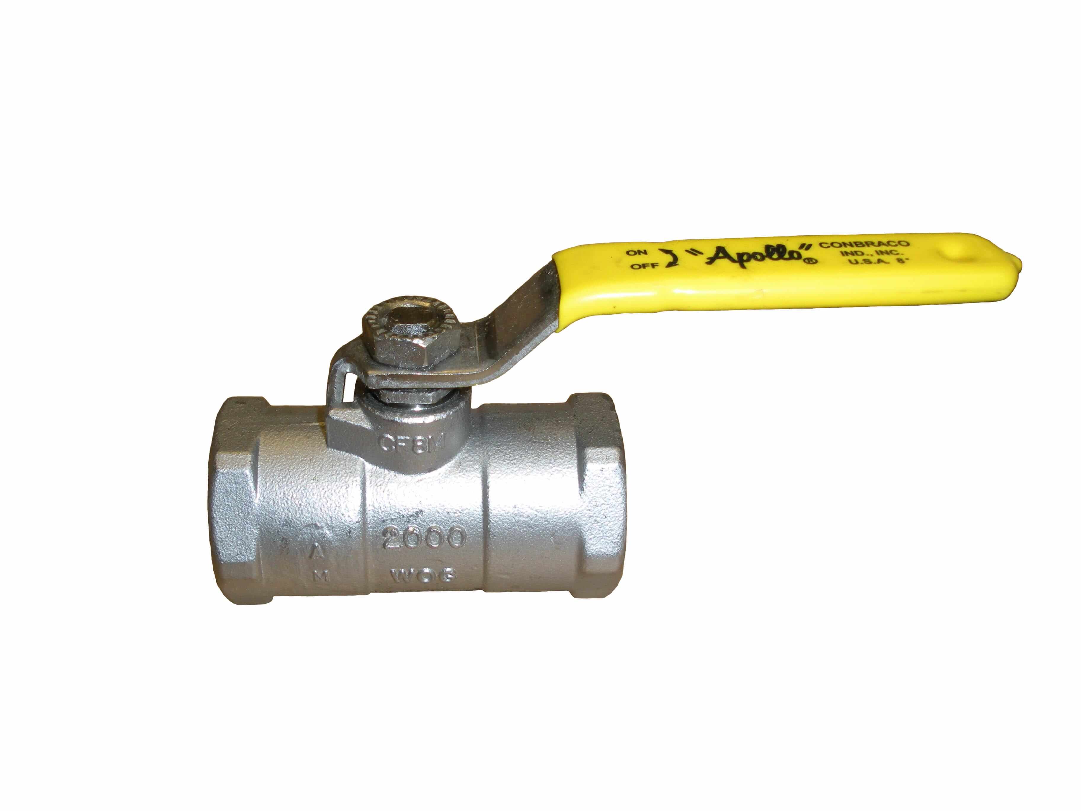APOLLO VALVES 9610334 Ball Valve, 1/2 Inch NPT, Stainless Steel, Unibody, Nylatron | CB6HMM