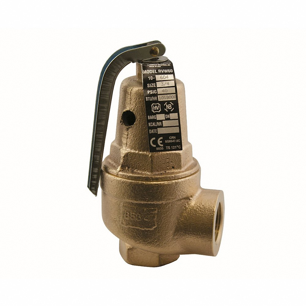 APOLLO VALVES 1061715 Relief Valve, 1.5 x 2 Inch Size, 75 Psi, Bronze | BN9YBB RVW6111275