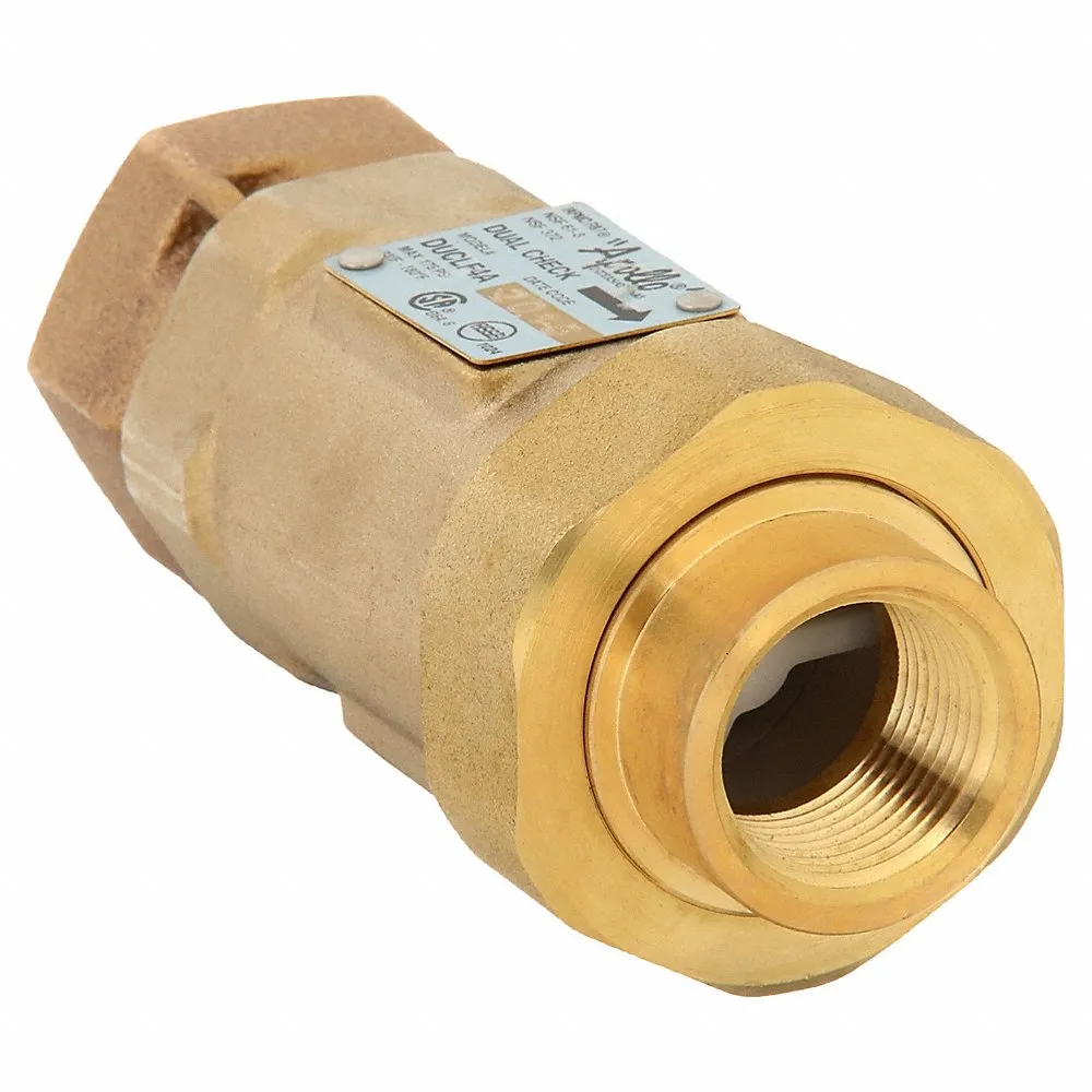 APOLLO VALVES 4ALF3S54A Dual Check Valve 3/4 Inch Swv x Npt Lead Free Bronze | AD3LZY 40D864