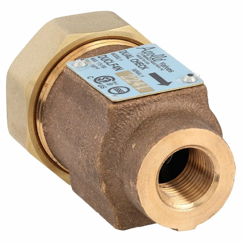APOLLO VALVES 4NLF3A22A Dual Check Valve 3/8 Inch Npt Lead Free Bronze | AD3LZW 40D858 / 4NLF-3A2-2A