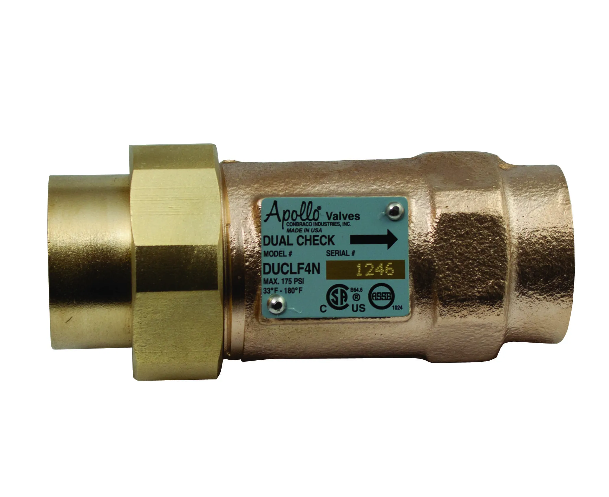 APOLLO VALVES 4NLF3A22AC Dual Check, 3/8 Inch NPT, Bronze | BP4LRW