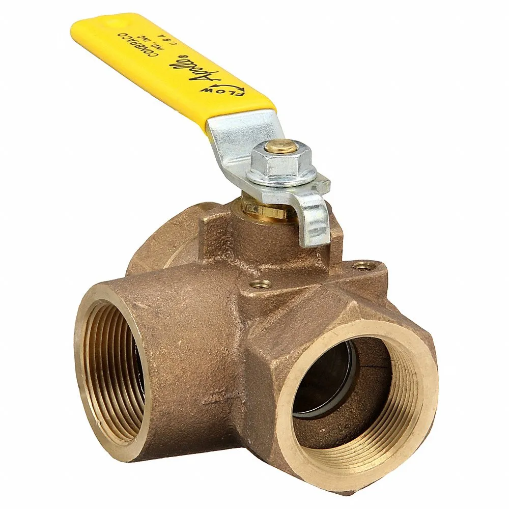 APOLLO VALVES 70-607-01 Bronze Ball Valve 3-way Fnpt 1-1/2 In | AA9DAM 1CKG6