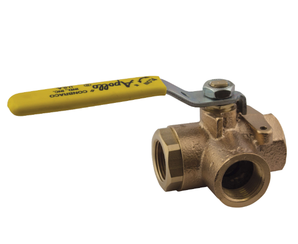 APOLLO VALVES 70646A2 Ball Valve, 1-1/4 Inch NPT, Bronze, 3 Way | CB6CPN