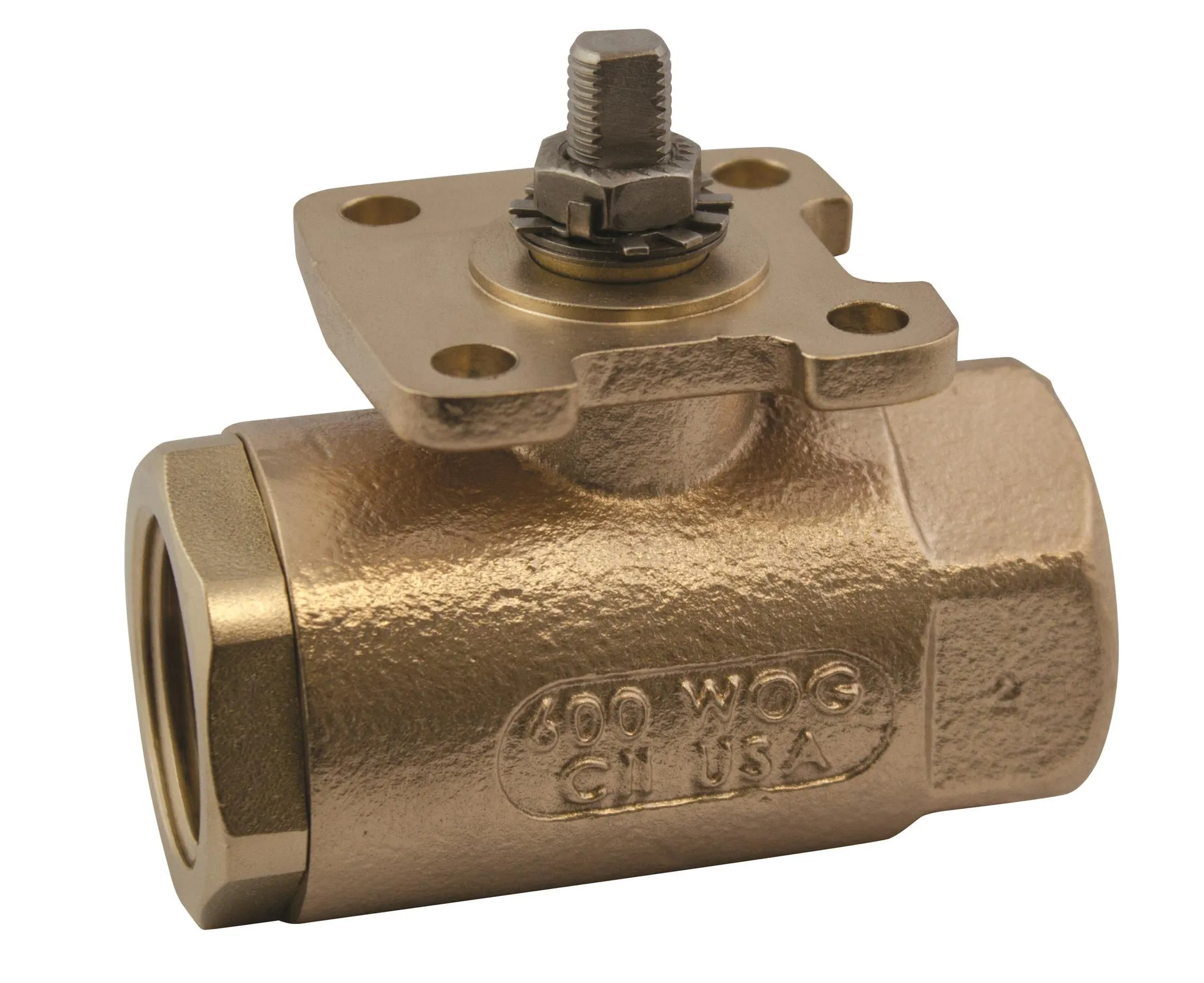 APOLLO VALVES 71AR61464 Ball Valve, 1-1/4 Inch NPT, Bronze, Actuator Ready, Vent | CA7PTD