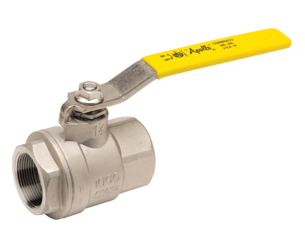 APOLLO VALVES 76F10852A Ball Valve, 2 Inch NPT, Full Port, Stainless Steel, 2 Tack | CB2RDX