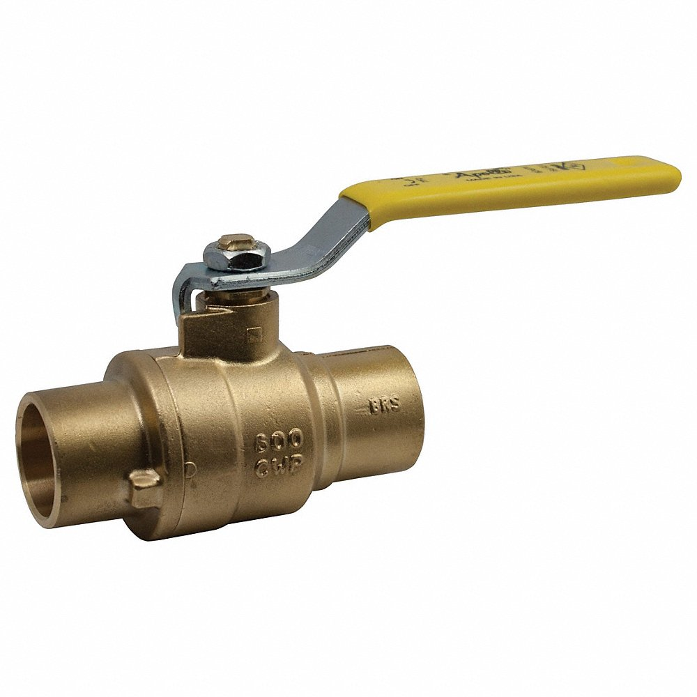 APOLLO VALVES 77F20601 Ball Valve, 1-1/4 Inch Solder, Full Port, Forged Brass | BY3XAC