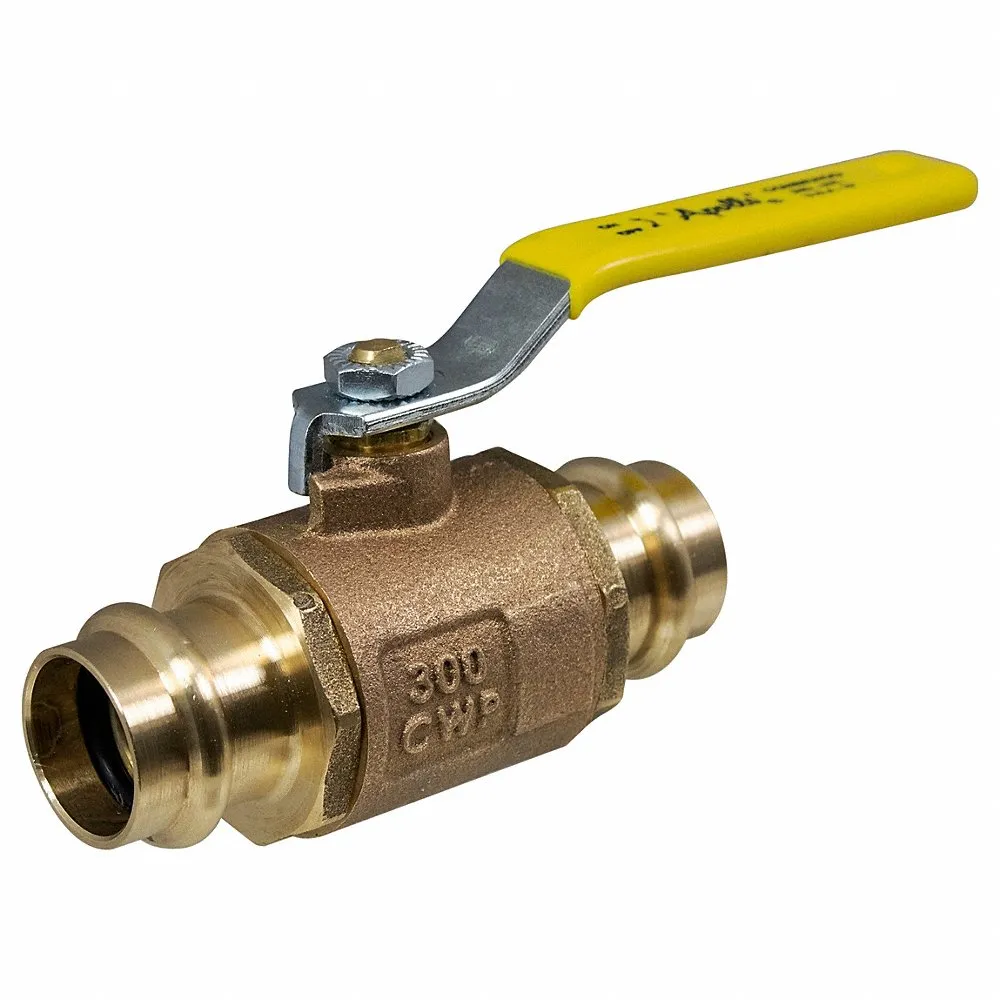 APOLLO VALVES 77W10301A Ball Valve, Brass, Inline, 2-Piece, 1/2 Inch Pipe Size, Press | CH6MRH 55ET26