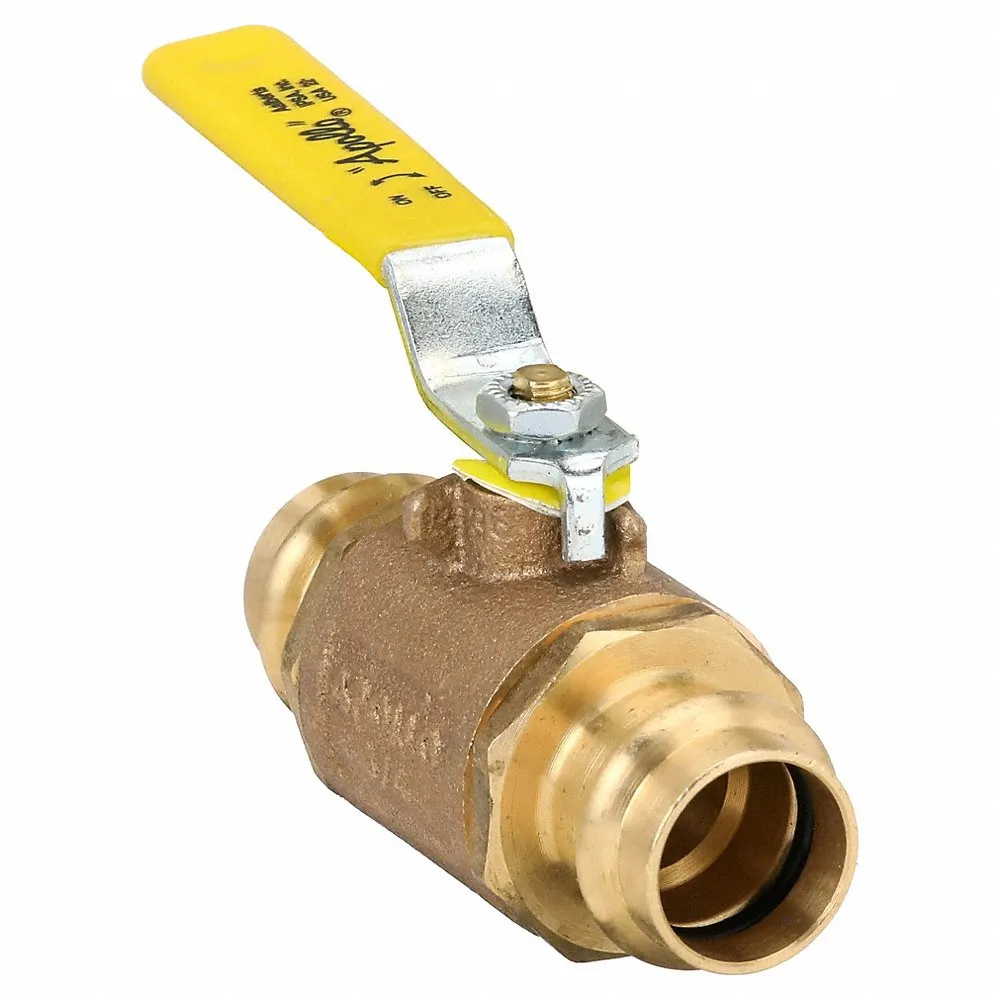 APOLLO VALVES 77W10401A Ball Valve, Brass, Inline, 2-Piece, 3/4 Inch Pipe Size, Press | CH6MRJ 55ET27