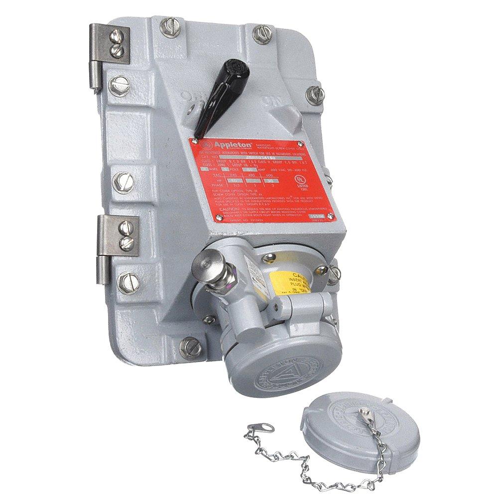 APPLETON ELECTRIC JBR6034-150 Receptacle, Non-Fused, 60 A, 240/480/600V AC, 20 hp, Metallic | AA3YAN 11Y424