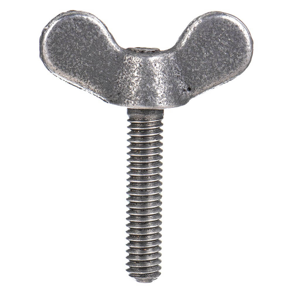 Thumb Screw, 1/4 In - 20 Thread Size, 1 1/2 In Lg., 5/8 In Head Ht., Pln, Iron, Wing