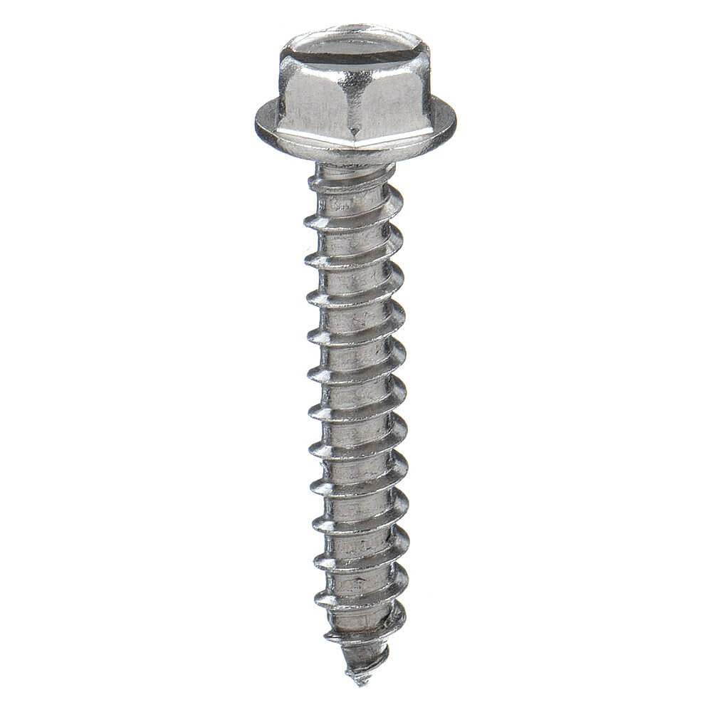 Tapping Sheet Metal Screw, 3 In Lg., 0.156 In Head Ht., 5/16 In Head Dia., 12 Screw Size, Slotted, Hex Washer