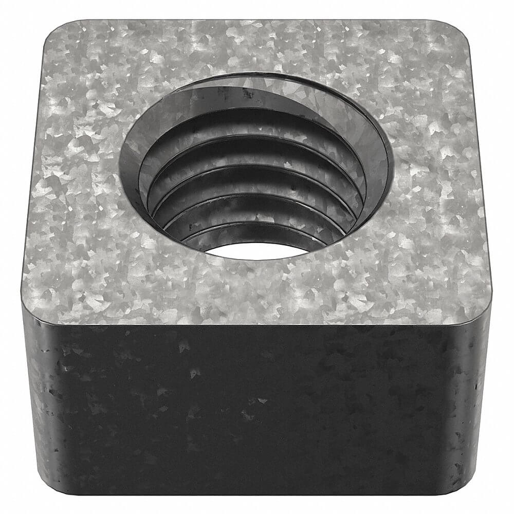 Square Nut, 1/2 In - 13 Thread Size, Hot Dipped Galv, 29/64 In Square Ht., Regular