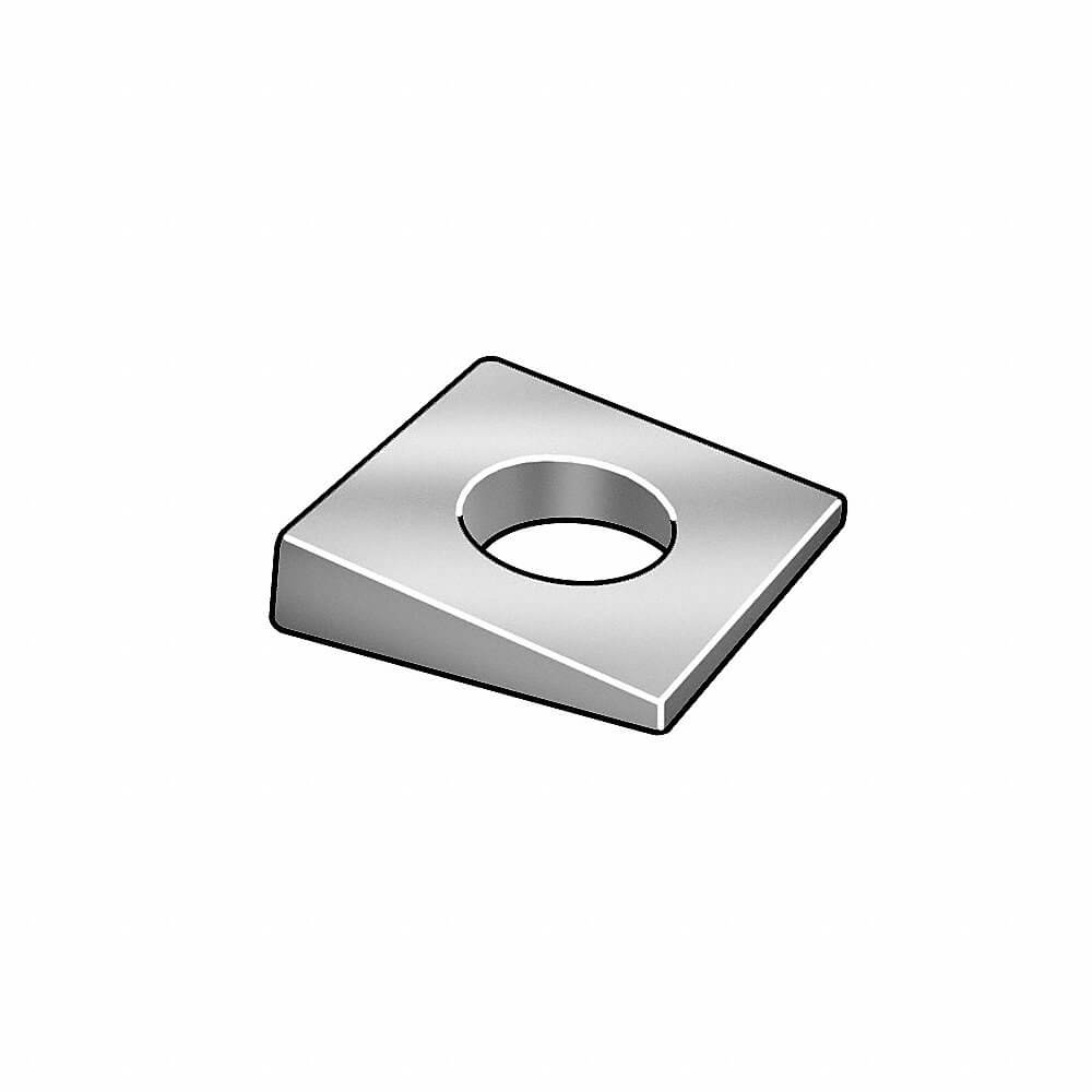 Square Beveled Washer, M12 Fits Bolt Size, 14mm I.D., 6.2mm Thk., 26mm Wd., Zn Plated