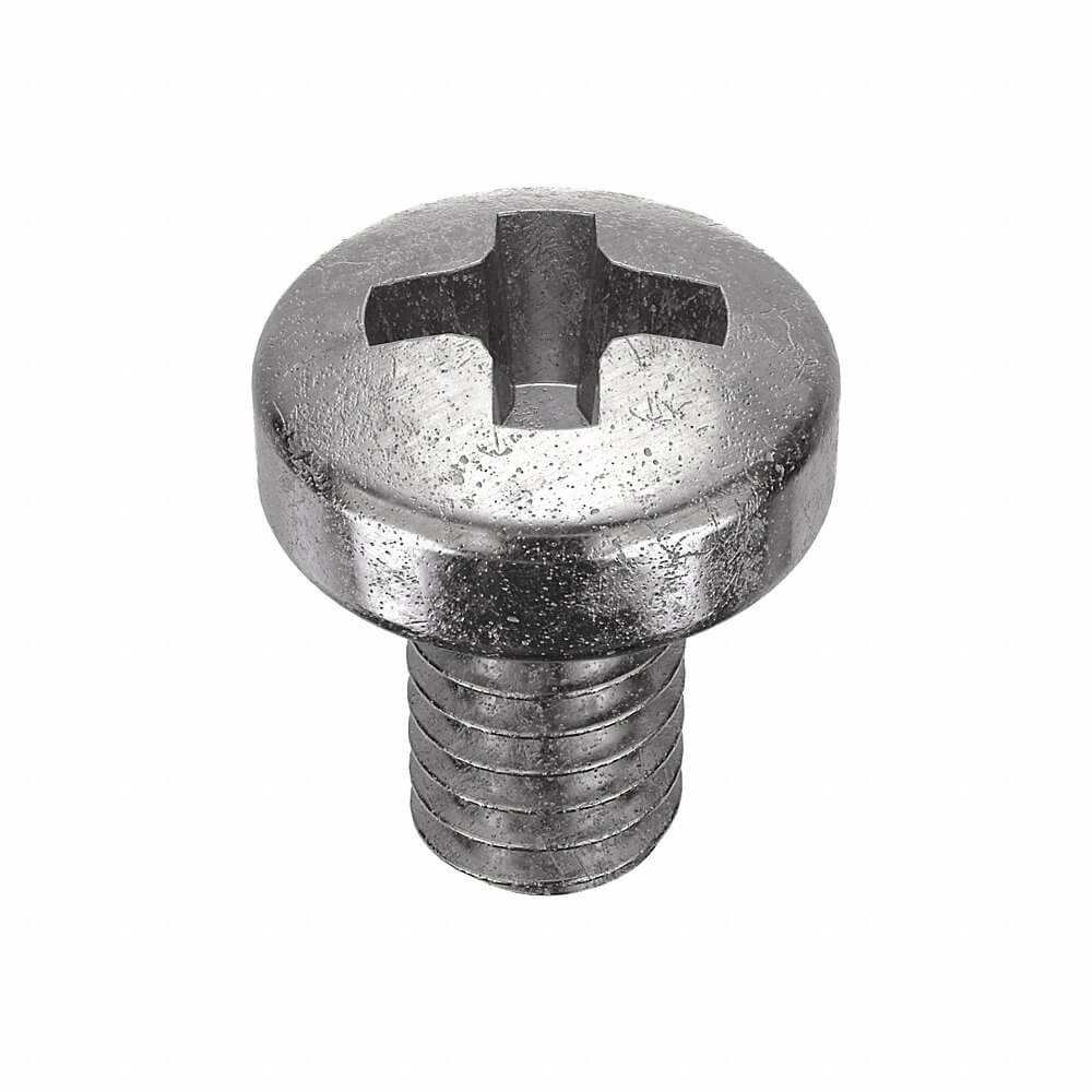 Machine Screw, M2.5x0.45 Thread Size, SS, 4 mm Lg., Pan, Phillips, Plain