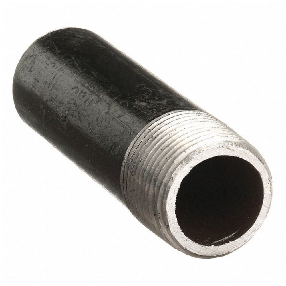 Nipple, Black Steel, 2 Inch Pipe Size, 3 Inch Length, Threaded on One End, Schedule 80