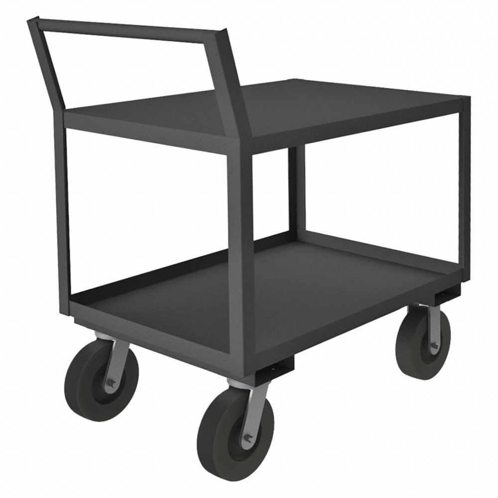 Low-Profile Utility Cart with Lipped & Flush Metal Shelves, 1200 lb Load Capacity