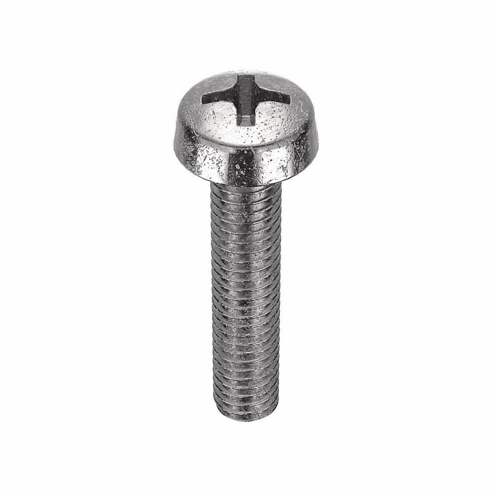 Machine Screw, M4x0.7 Thread Size, SS, 20 mm Lg., Fillister, Phillips