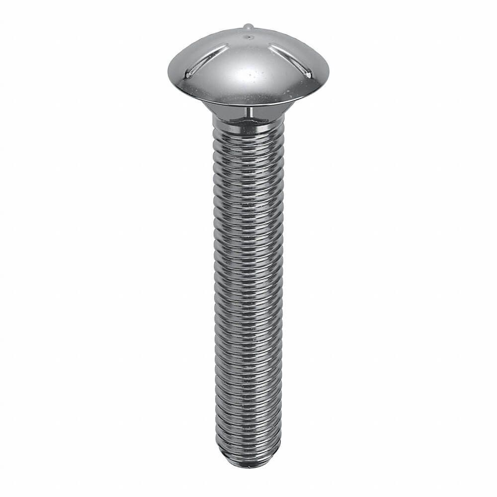 Carriage Bolt, 7/16 In - 14 Thread Size, Steel, 2 1/2 In Lg., Chrome Plated, Gr. 5, Coarse