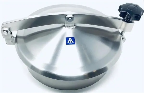Round Manway, 316SS, With 2 Point Hinge