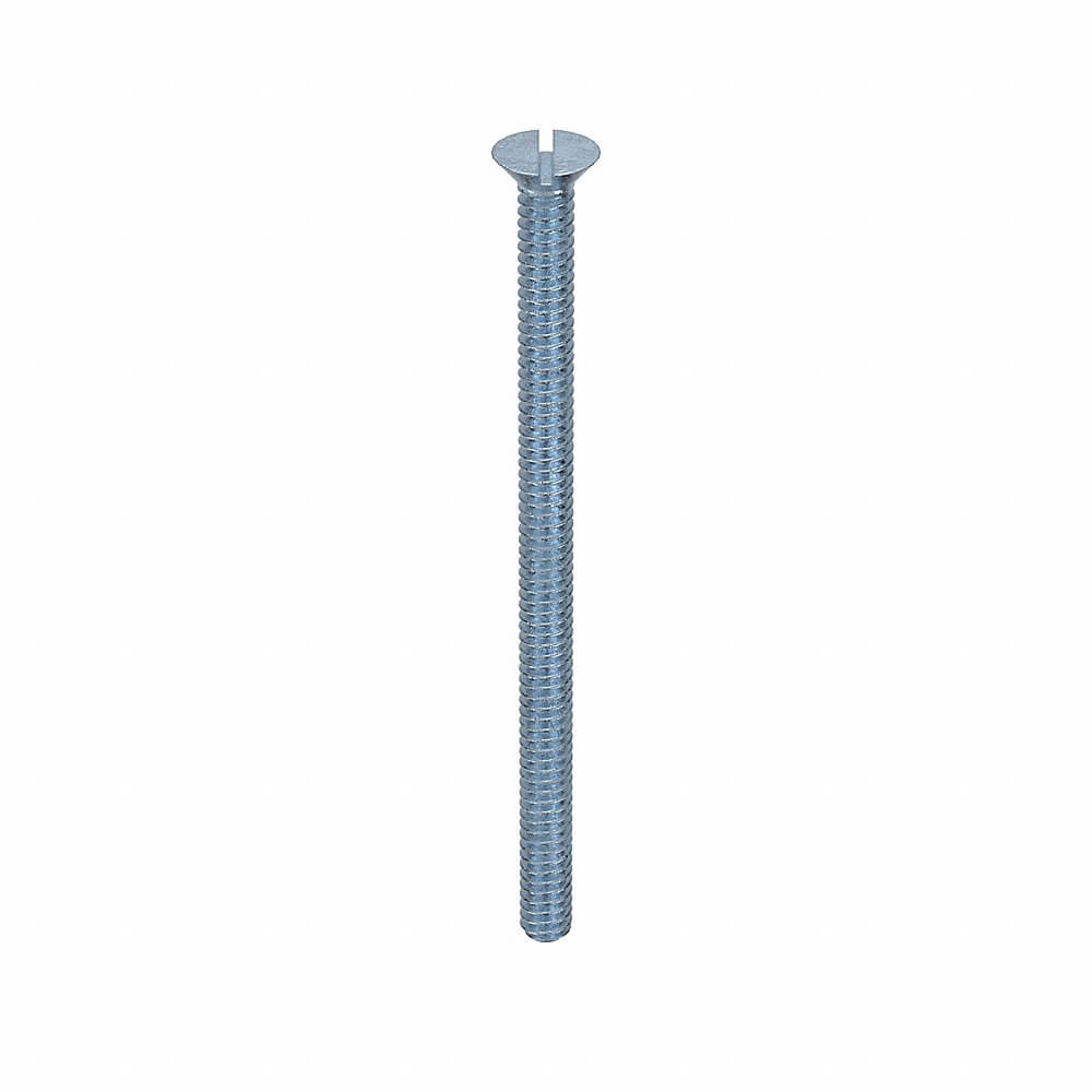 Machine Screw, 6-32 Thread Size, Steel, 2 1/4 In Lg., Std, Flat