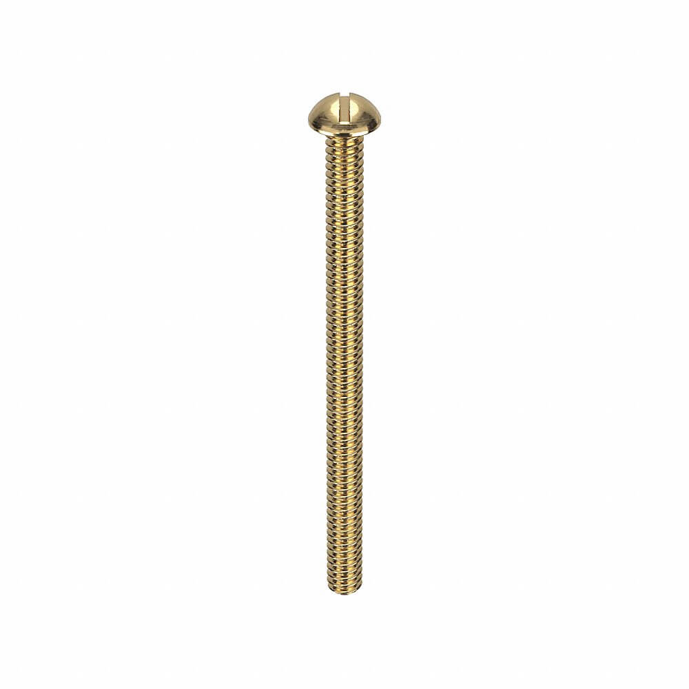 Machine Screw, 6-32 Thread Size, Brass, 2 In Lg., Std, Rnd Spacer